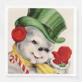  retro sneeuwman kerstfeest servetten