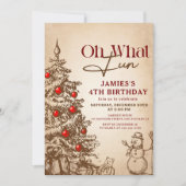 Retro Sneeuwman Kerstmis Verjaardagsfeest Kaart (Voorkant)