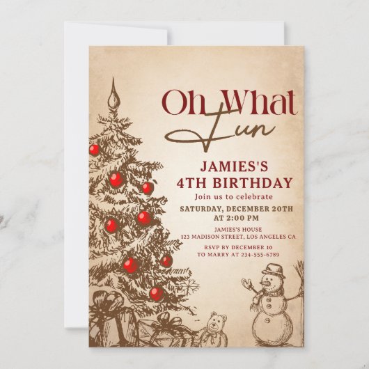  Retro Sneeuwman Kerstmis Verjaardagsfeest Kaart (Voorkant)