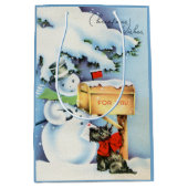 retro  sneeuwman kerstvakantie medium cadeauzakje (Voorkant)