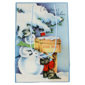 retro  sneeuwman kerstvakantie medium cadeauzakje (Achterkant)