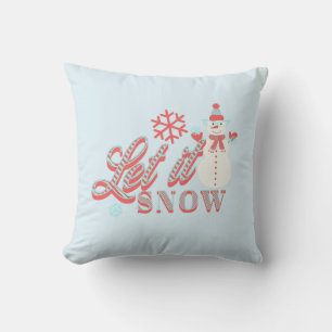 Retro Sneeuwman Laat het Sneeuwen Kerstmis Kussen