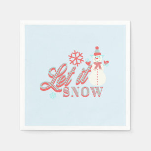 Retro Sneeuwman Laat het Sneeuwen Kerstmis Servet