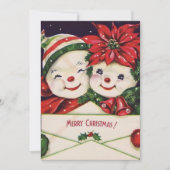  Retro Sneeuwman Paar Aangepaste Kerstmis Feestdagenkaart (Voorkant)