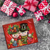  Retro Sneeuwman Paar Noel Groeten Feestdagen Kaart
