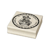 Retro Sneeuwman Ronde Familienaam & Retouradres Rubberstempel (Stempel)