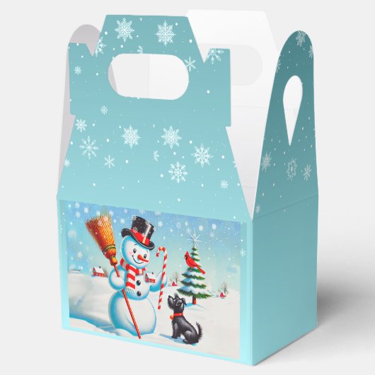 Retro sneeuwman, Schattigee hond, rode kardinaal e Bedankdoosjes (Geopend)