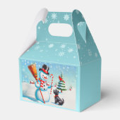 Retro sneeuwman, Schattigee hond, rode kardinaal e Bedankdoosjes (Voorkant Zijde)