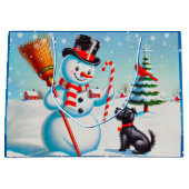 Retro sneeuwman, Schattigee hond, rode kardinaal e Groot Cadeauzakje (Voorkant)