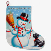 Retro sneeuwman, Schattigee hond, rode kardinaal e Grote Kerstsok (Voorkant)