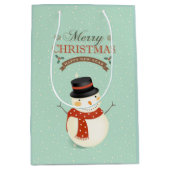 Retro Sneeuwman- Vrolijk Kerstfeest Medium Cadeauzakje (Voorkant)