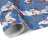 Retro Sneeuwmannen, 6 Pt ster en Chanoeka Groeten Cadeaupapier (Rol Hoek)