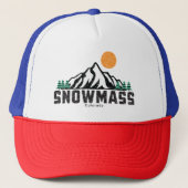 Retro Sneeuwmassa Ski Sunset Trucker Pet (Voorkant)