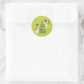 Retro Sneeuwpaar Decorate kerstboom Ronde Sticker (Tas)