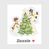 Retro Sneeuwpaar Decorate kerstboom Sticker (Vel)