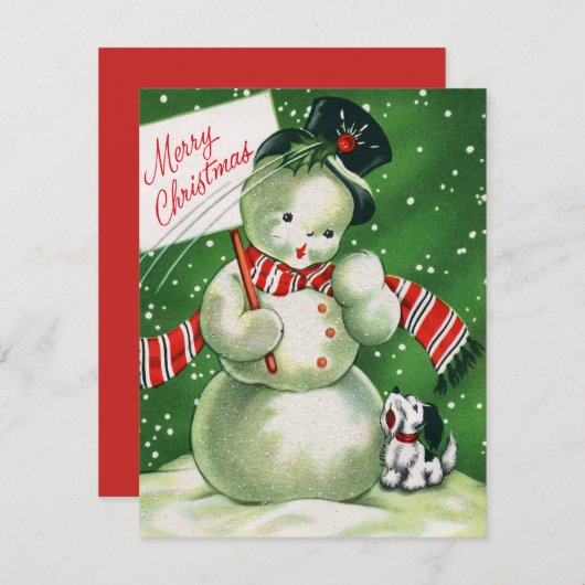 Retro  sneeuwpop kaart toevoegen (Voorkant / Achterkant)