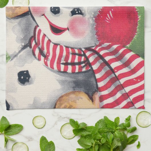 Retro  sneeuwpop Keukenhanddoek (Gevouwen)