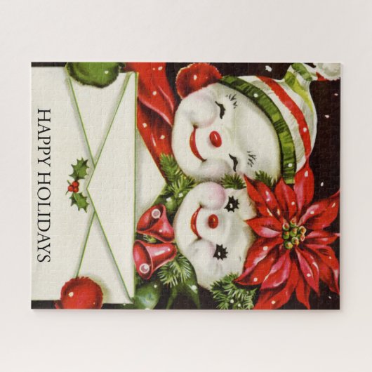 retro  sneeuwpoppen jigzaag puzzel (Horizontaal)