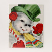 Retro  sneeuwpoppenkast voor kerstmis legpuzzel (Verticaal)