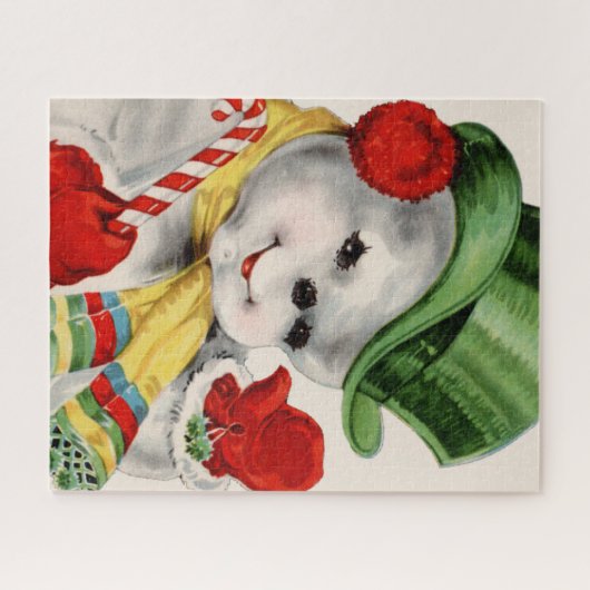 Retro  sneeuwpoppenkast voor kerstmis legpuzzel (Horizontaal)