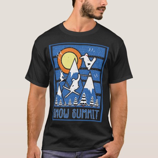 Retro Sneeuwtop Ski Sunset T-shirt (Voorkant)