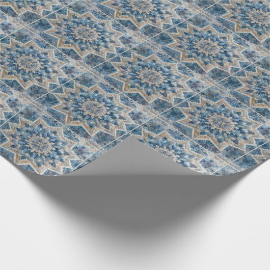 Retro sneeuwvlok Kaleidoscoop Quilt Cadeaupapier (Hoek)