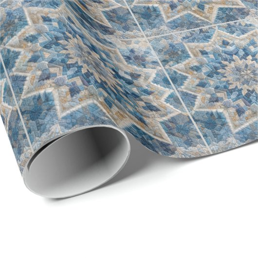 Retro sneeuwvlok Kaleidoscoop Quilt Cadeaupapier (Rol Hoek)