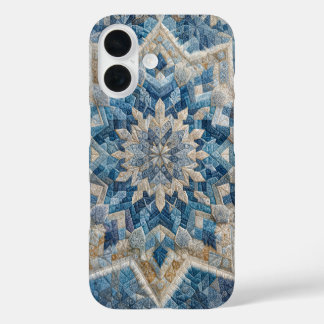Retro sneeuwvlok Kaleidoscoop Quilt iPhone 16 Hoesje