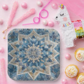 Retro sneeuwvlok Kaleidoscoop Quilt Papieren Bordje (Feest)