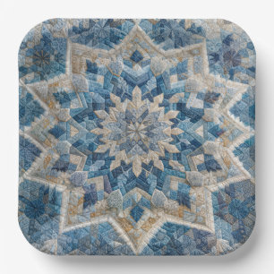 Retro sneeuwvlok Kaleidoscoop Quilt Papieren Bordje