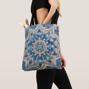 Retro sneeuwvlok Kaleidoscoop Quilt Tote Bag