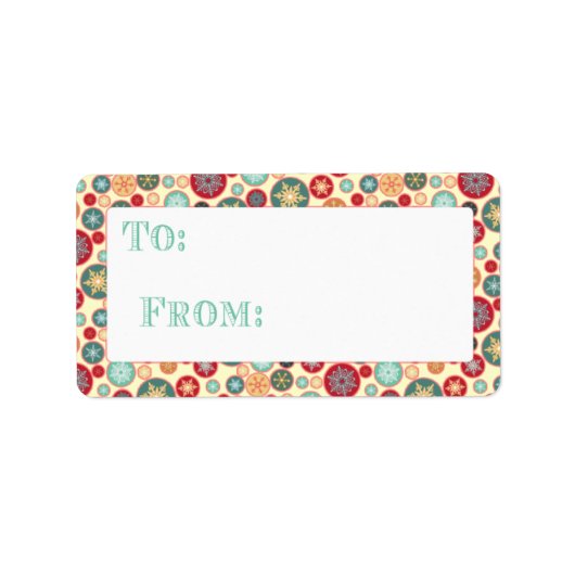 Retro Sneeuwvlok Kerstcadeaupakket Label (Voorkant)