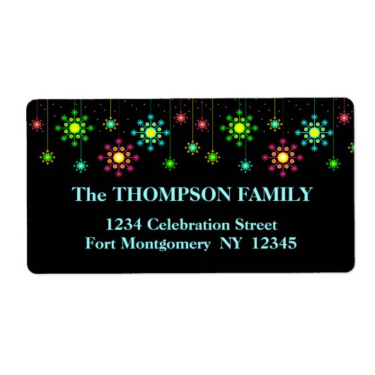 Retro Sneeuwvlok Kerstmis Vakantie Adres Label (Voorkant)