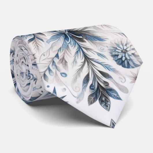 Retro sneeuwvlok winterpatroon stropdas (Opgerold)