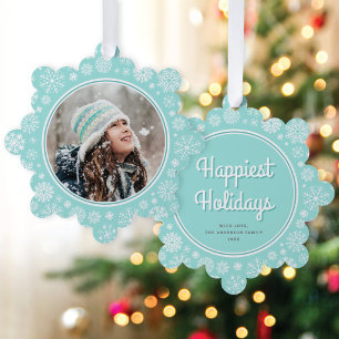  Retro Sneeuwvlokken Foto Kerstvakantie Ornament Kaart