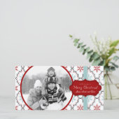 Retro Sneeuwvlokken Fotokaart Feestdagenkaart (Staand voorkant)