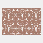 Retro sneeuwvlokken, geschenken en rendierpatroon inpakpapier vel (Voorkant 2)