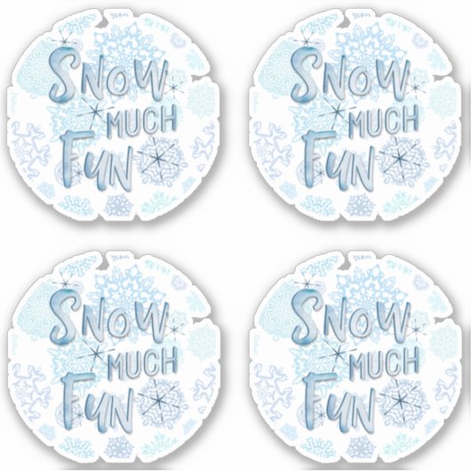 Retro Sneeuwvlokken SNEEUWT ZO VEEL Waterverf Sticker (Voorkant)