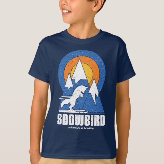 Retro Sneeuwvogel Ski Wit Fox T-shirt (Voorkant)