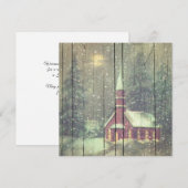 Retro |  sneeuwwinternachtgebied feestdagenkaart (Voorkant / Achterkant)