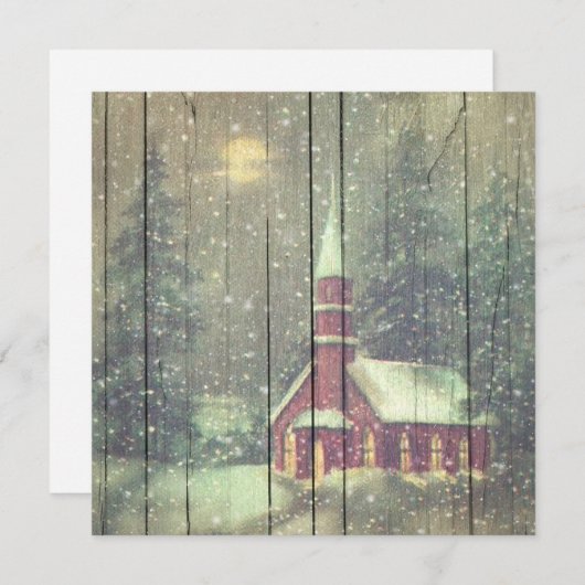 Retro |  sneeuwwinternachtgebied feestdagenkaart (Voorkant / Achterkant)