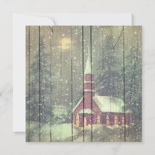 Retro |  sneeuwwinternachtgebied feestdagenkaart (Voorkant)