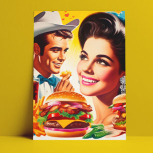 Retro Snel Eetcafé Koppel Briefkaart