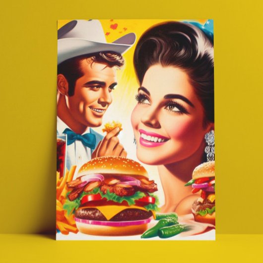 Retro Snel Eetcafé Koppel Briefkaart