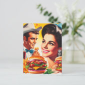Retro Snel Eetcafé Koppel Briefkaart (Staand voorkant)