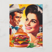 Retro Snel Eetcafé Koppel Briefkaart (Voorkant)