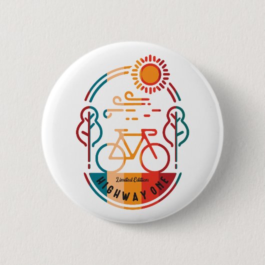 Retro snelweg één fietsspoor ronde button 5,7 cm (Voorkant)