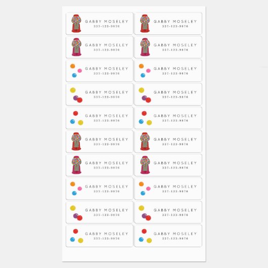 Retro Snoep Gumball Machine Aangepaste Kinderen Labels (Vel)