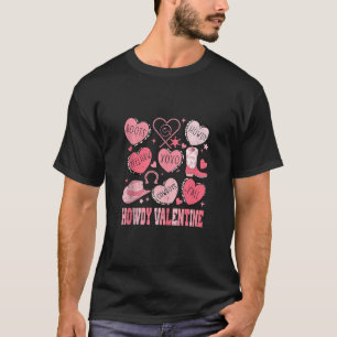 Retro Snoep Hart Howdy Velentines Dag Cowgirl Wes T-shirt