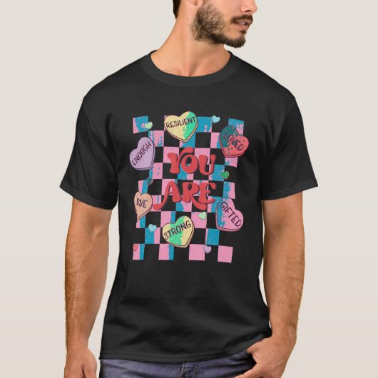 Retro Snoep Hart Leraar Valentijn Dag U bent T-shirt (Voorkant)